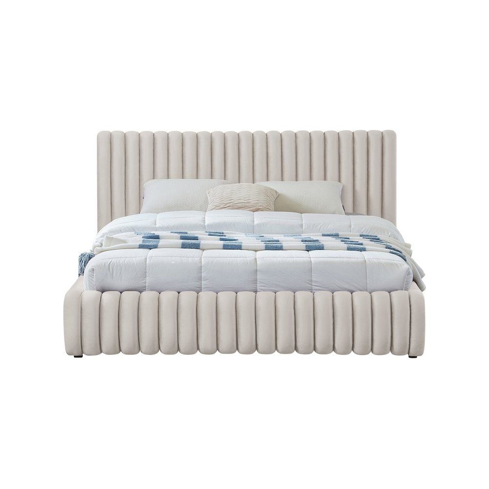 Nico Cream Velvet King Bed