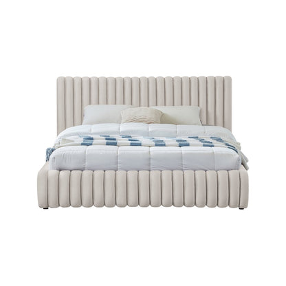 Nico Cream Velvet King Bed
