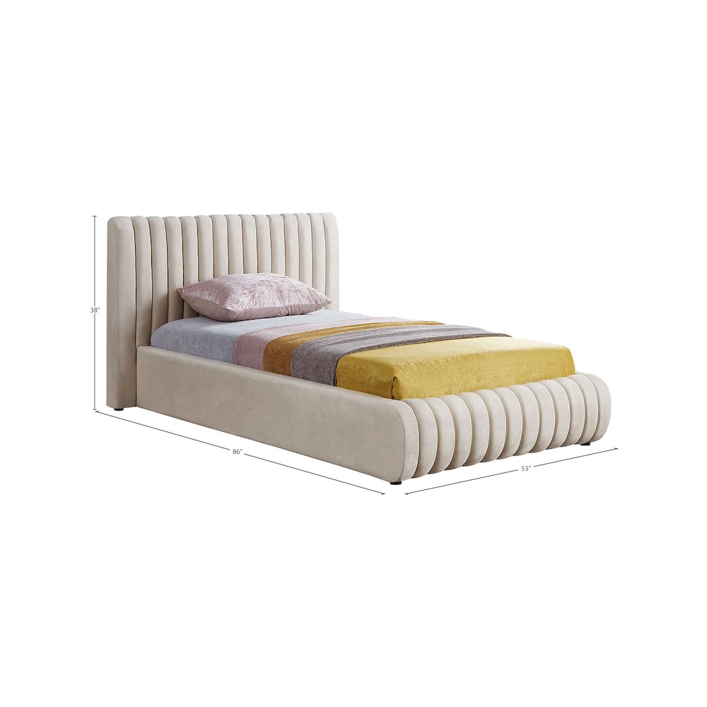 Nico Cream Velvet Twin Bed