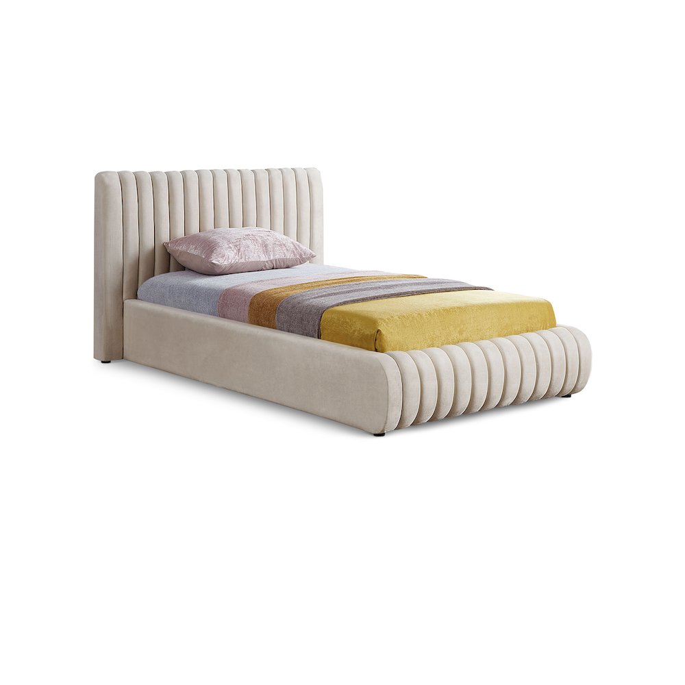 Nico Cream Velvet Twin Bed