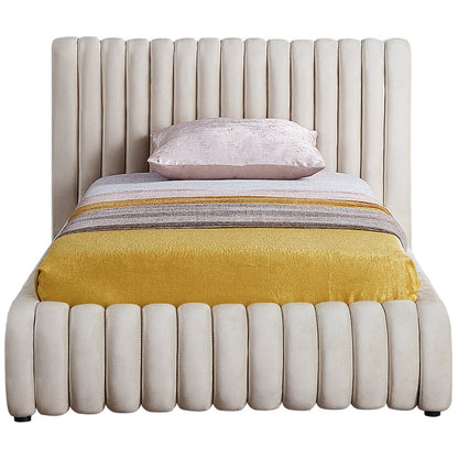 Nico Cream Velvet Twin Bed