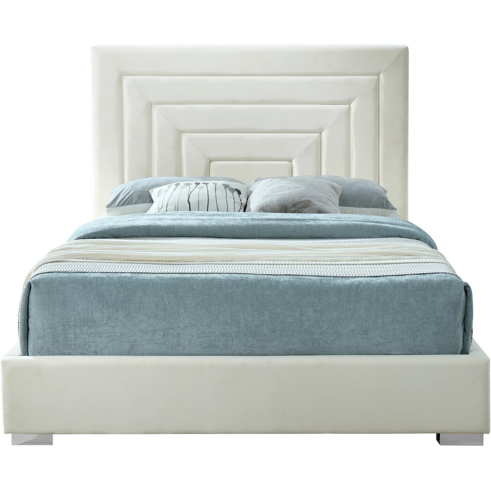 Nora Cream Velvet Full Bed