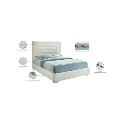 Nora Cream Velvet King Bed