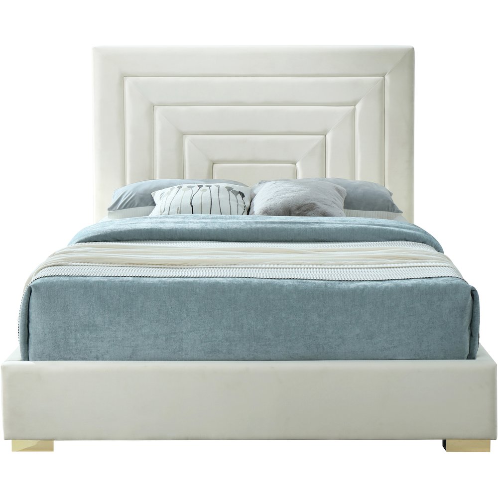 Nora Cream Velvet King Bed