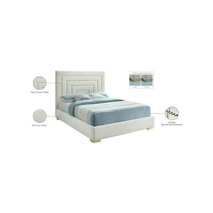 Nora Cream Velvet Queen Bed