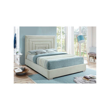 Nora Cream Velvet Queen Bed
