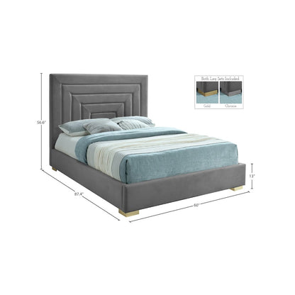 Nora Grey Velvet Full Bed
