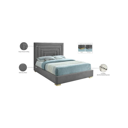 Nora Grey Velvet Full Bed