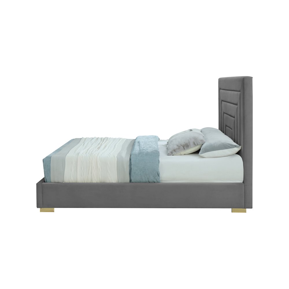 Nora Grey Velvet Full Bed