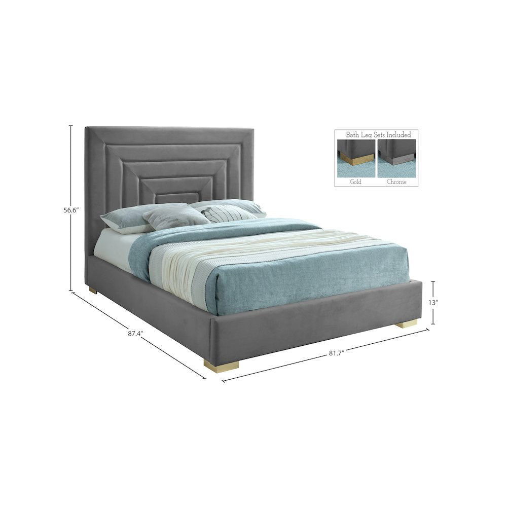 Nora Grey Velvet King Bed