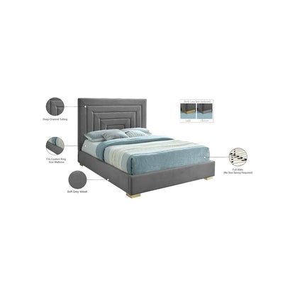 Nora Grey Velvet King Bed
