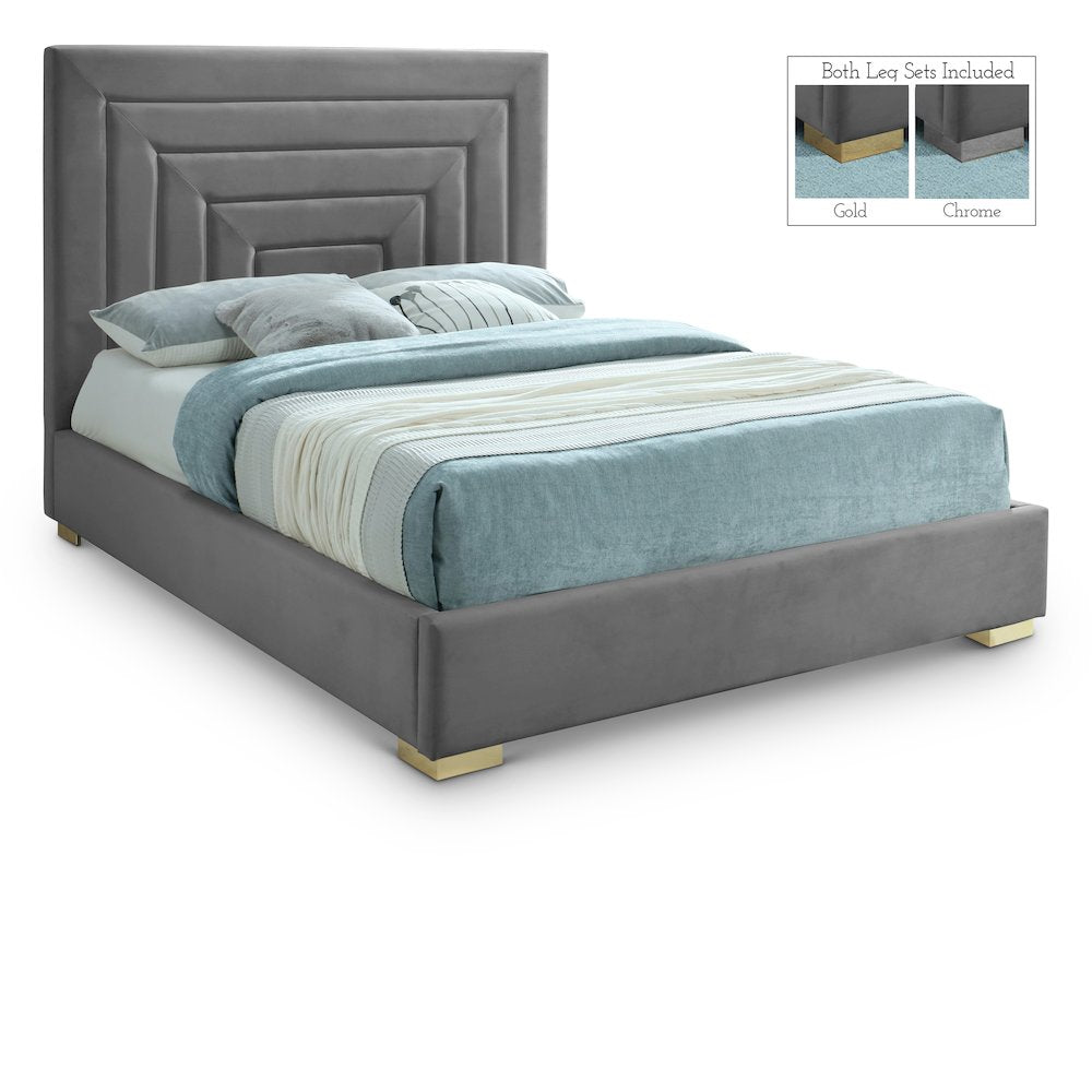 Nora Grey Velvet King Bed