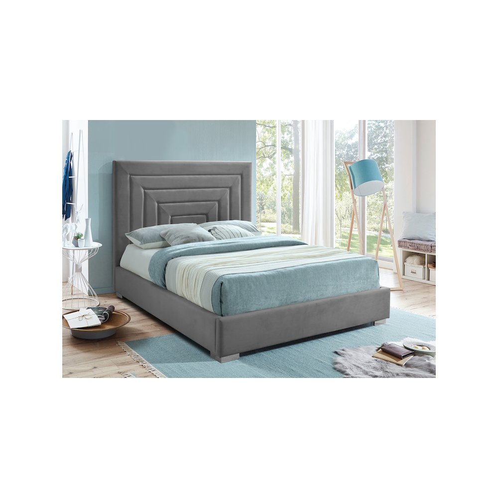 Nora Grey Velvet King Bed