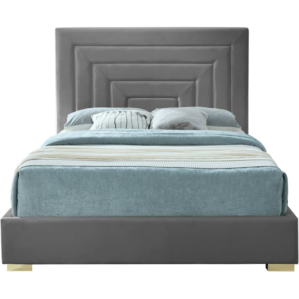 Nora Grey Velvet King Bed