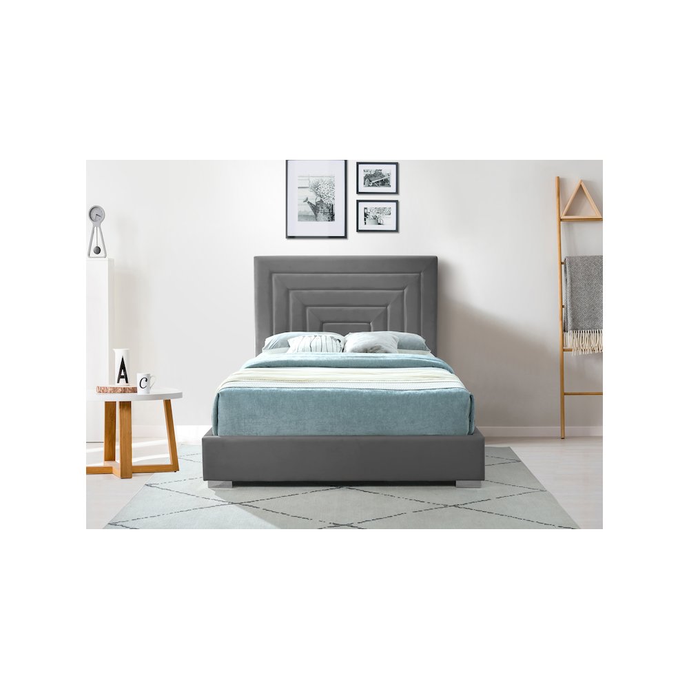 Nora Grey Velvet King Bed
