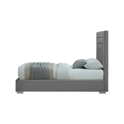 Nora Grey Velvet Twin Bed