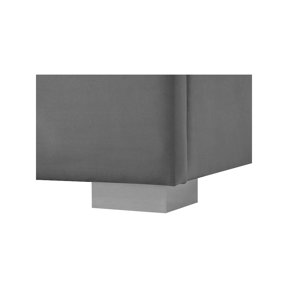 Nora Grey Velvet Twin Bed