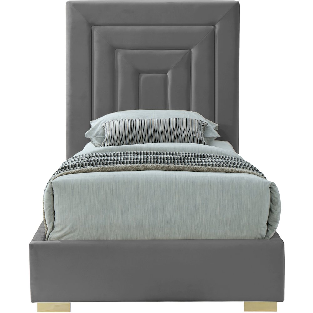 Nora Grey Velvet Twin Bed