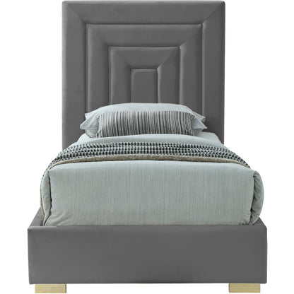 Nora Grey Velvet Twin Bed
