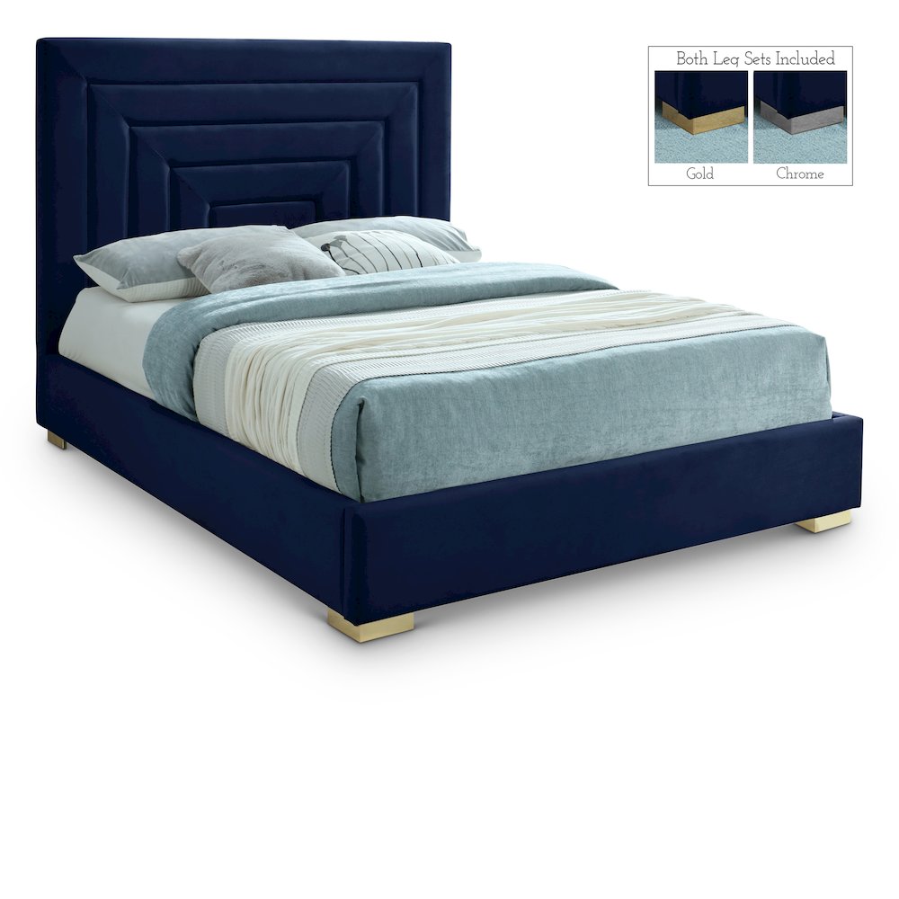Nora Navy Velvet Full Bed