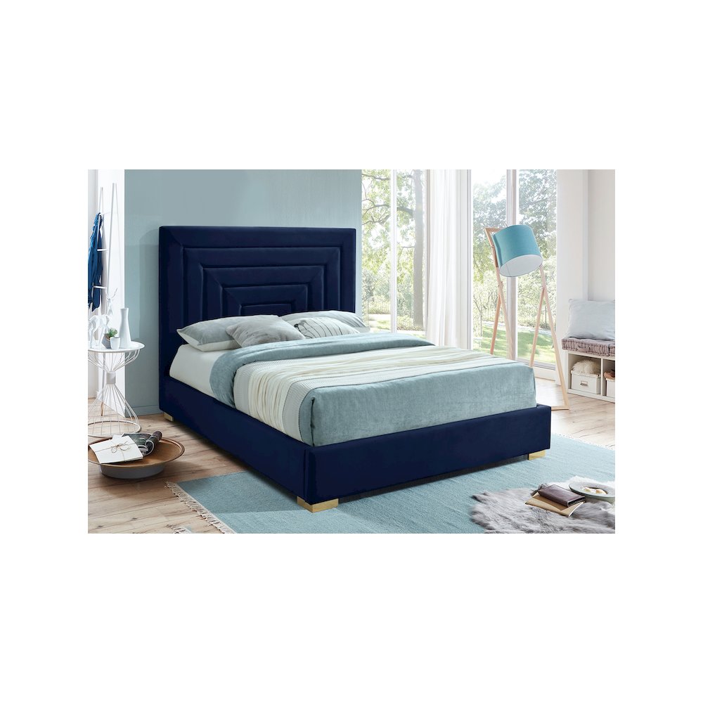 Nora Navy Velvet King Bed