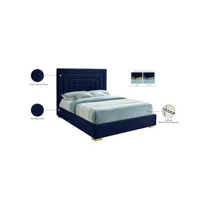 Nora Navy Velvet Queen Bed