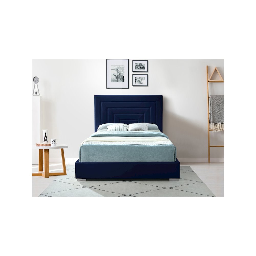 Nora Navy Velvet Queen Bed