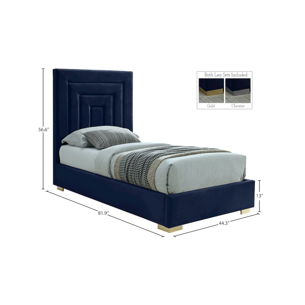 Nora Navy Velvet Twin Bed