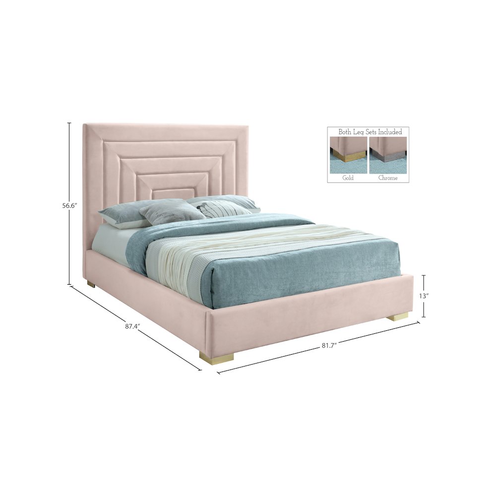 Nora Pink Velvet King Bed