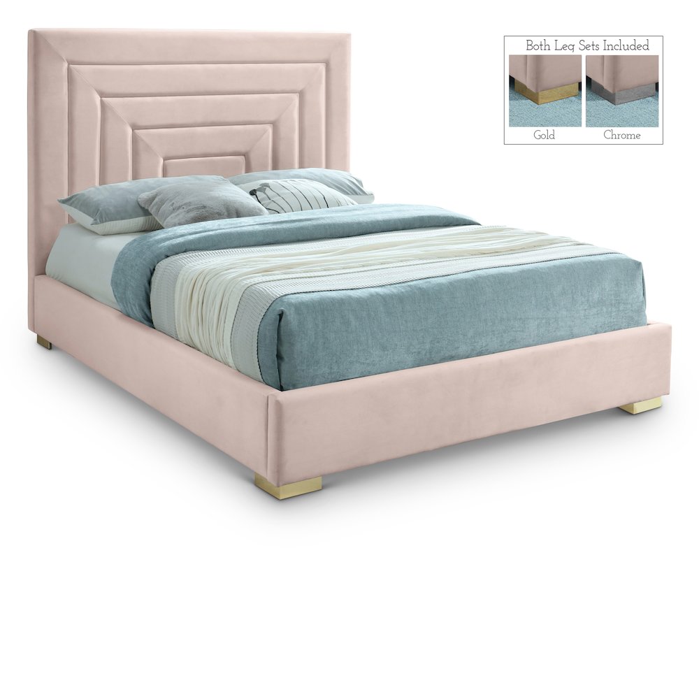 Nora Pink Velvet King Bed