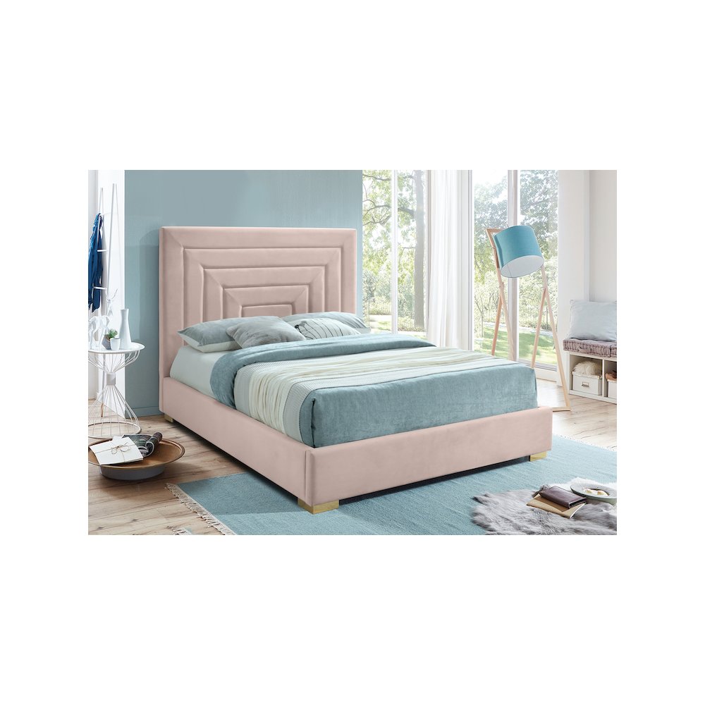 Nora Pink Velvet King Bed