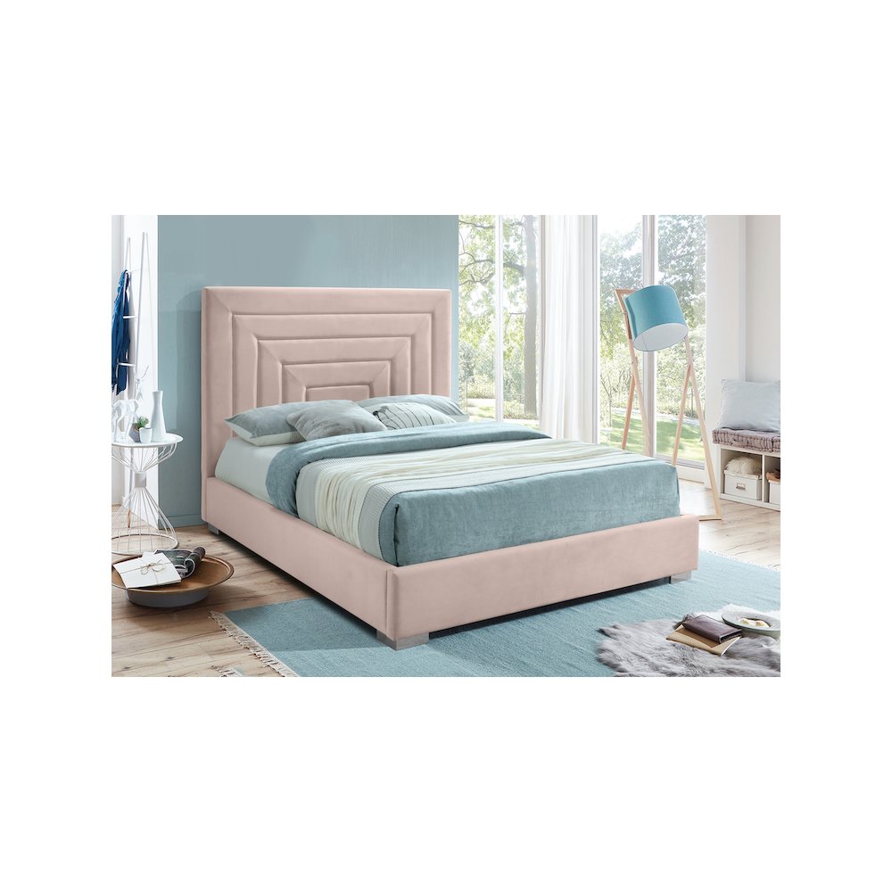 Nora Pink Velvet King Bed