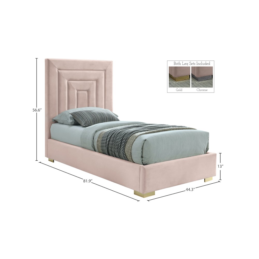 Nora Pink Velvet Twin Bed