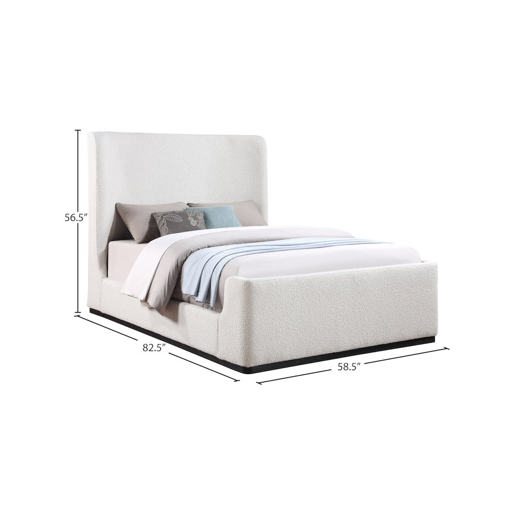 Oliver Cream Boucle Fabric Full Bed