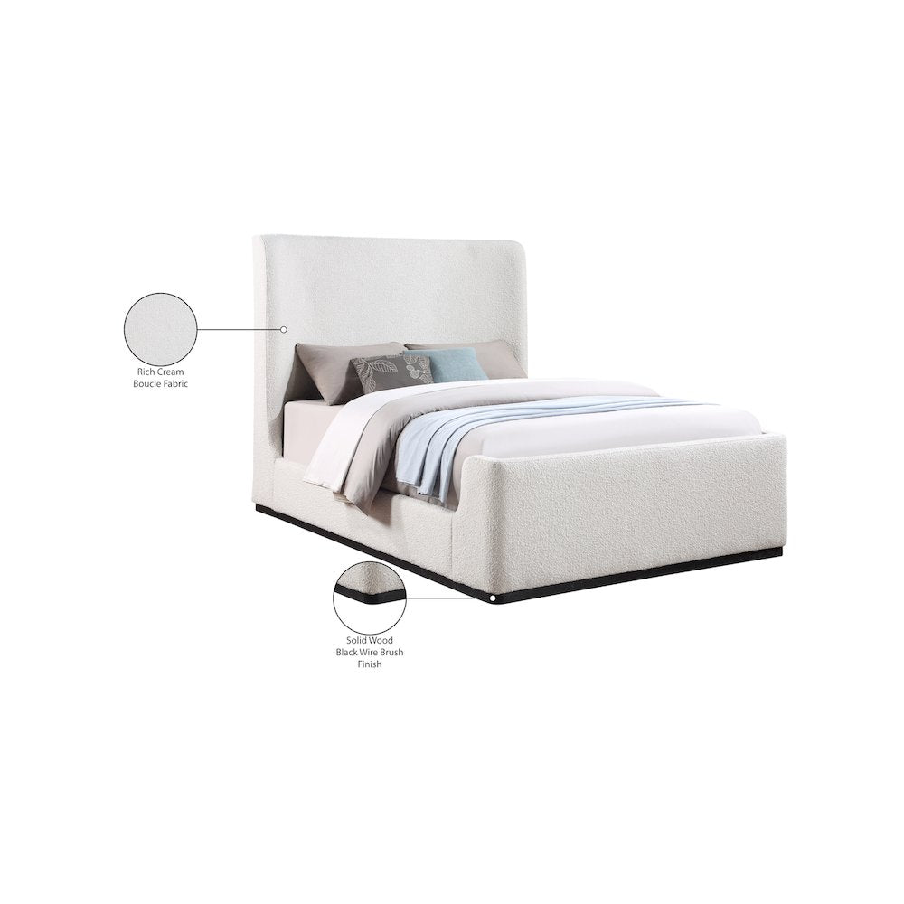Oliver Cream Boucle Fabric Full Bed