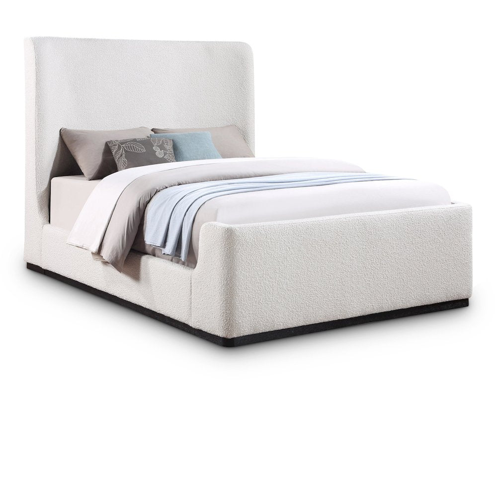 Oliver Cream Boucle Fabric Full Bed