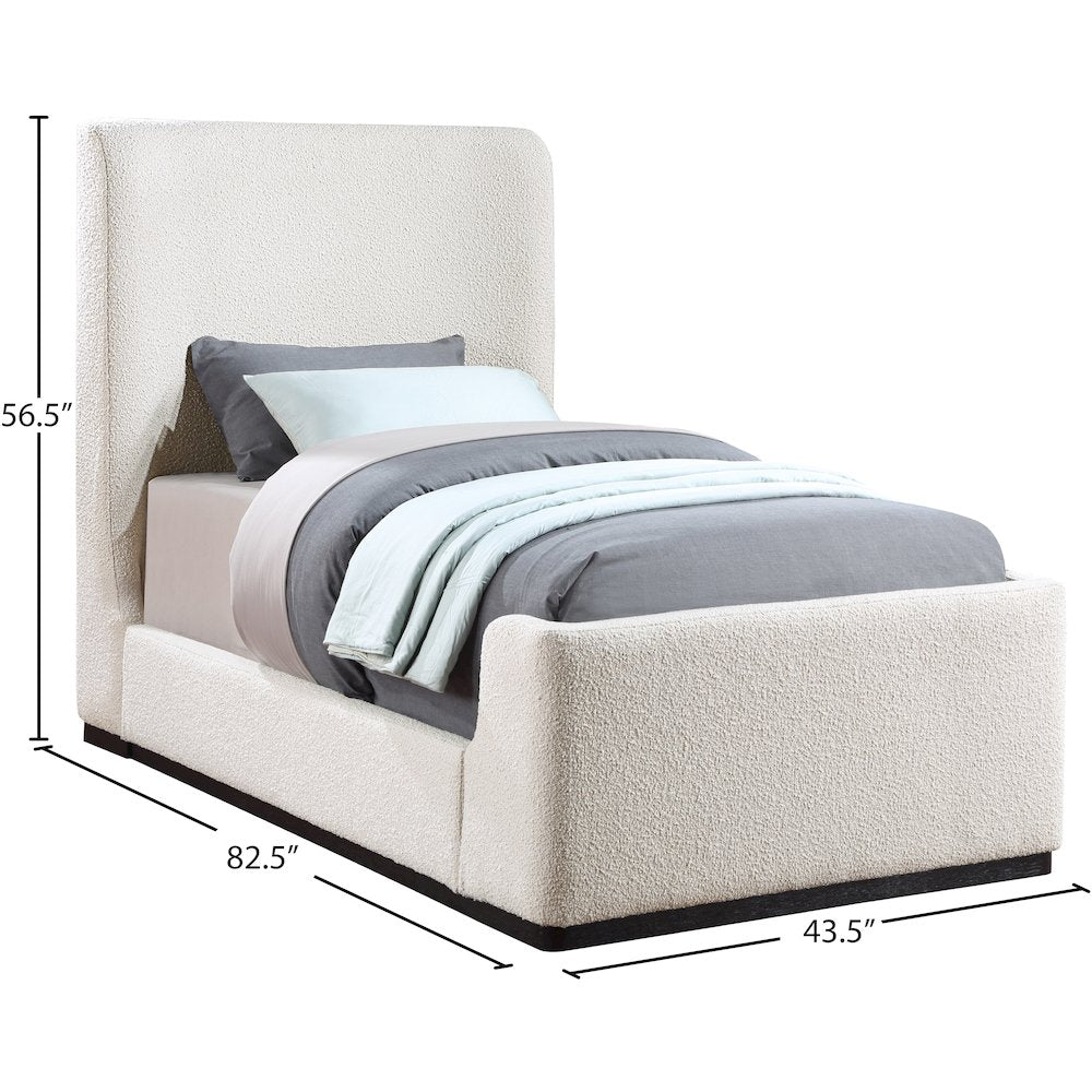 Oliver Cream Boucle Fabric Twin Bed