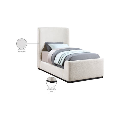 Oliver Cream Boucle Fabric Twin Bed
