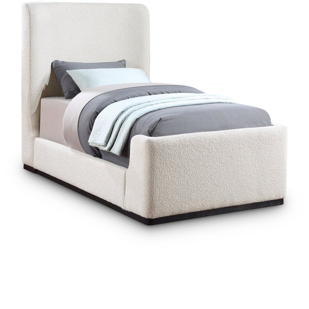 Oliver Cream Boucle Fabric Twin Bed