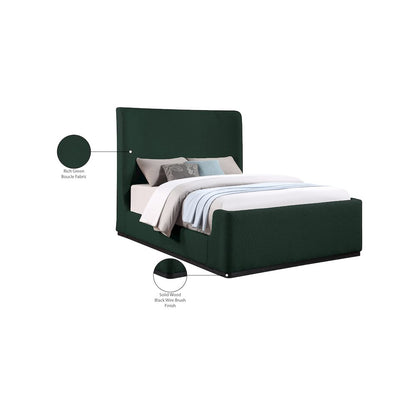Oliver Green Boucle Fabric Queen Bed