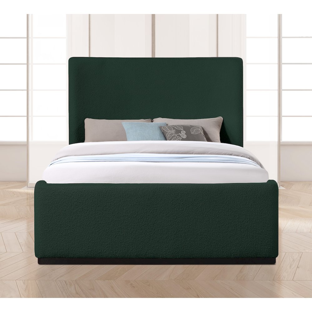 Oliver Green Boucle Fabric Queen Bed
