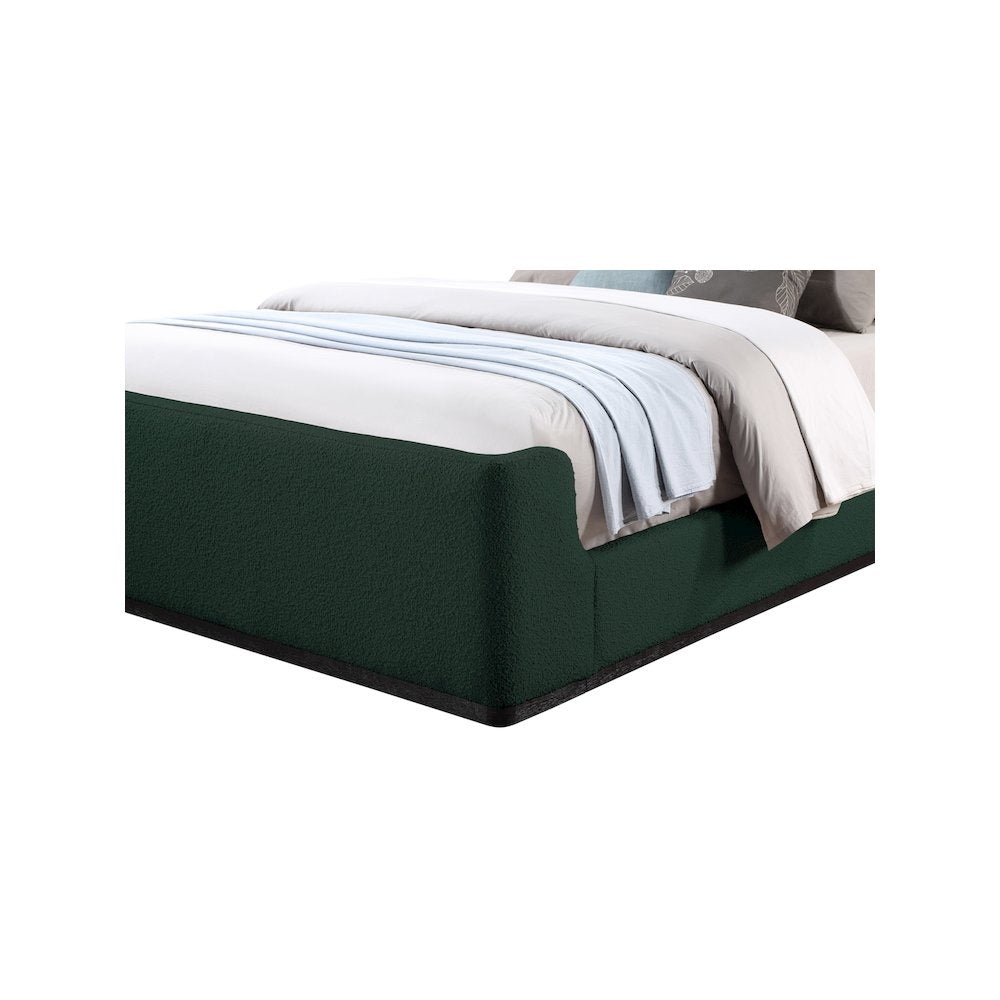 Oliver Green Boucle Fabric Queen Bed