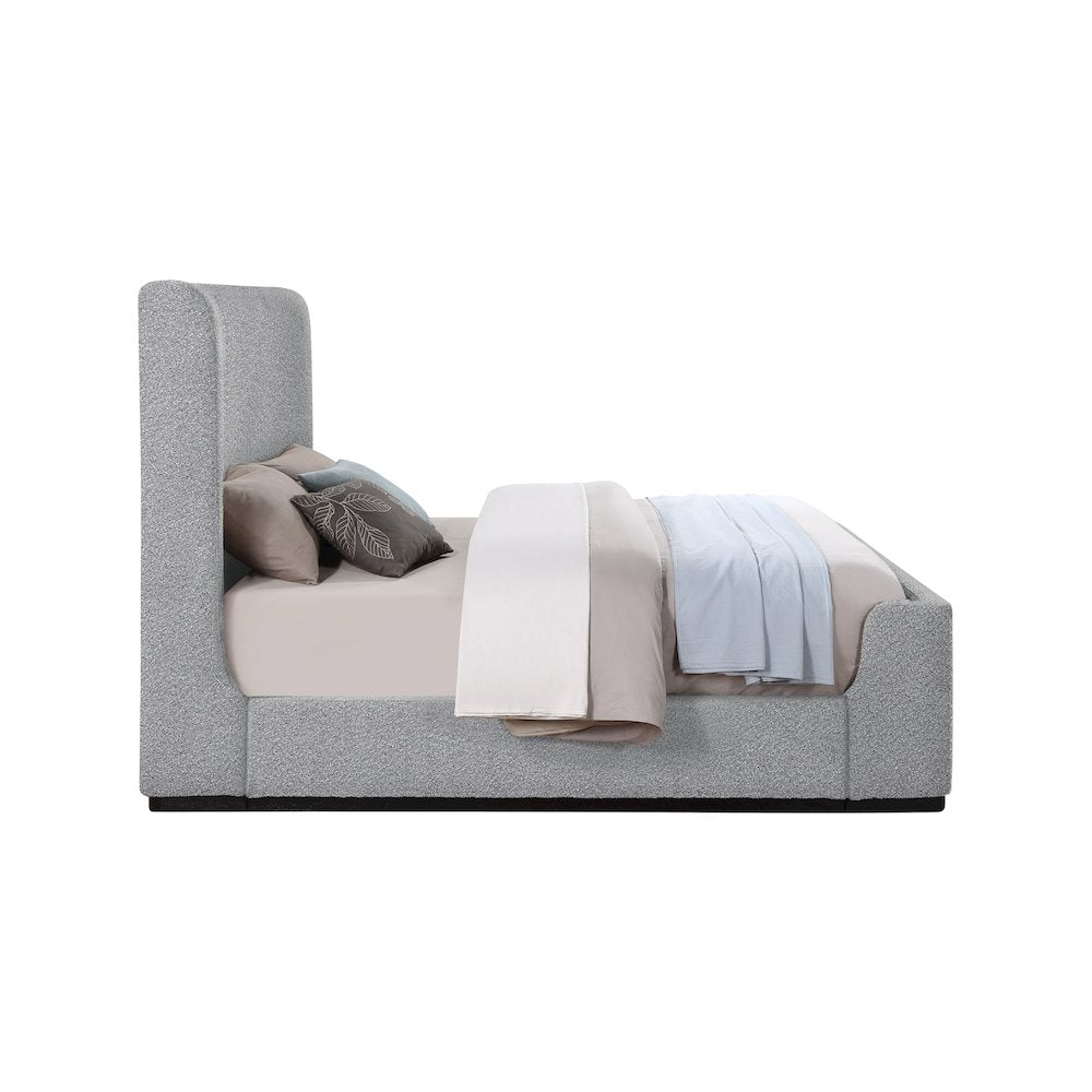 Oliver Grey Boucle Fabric Queen Bed
