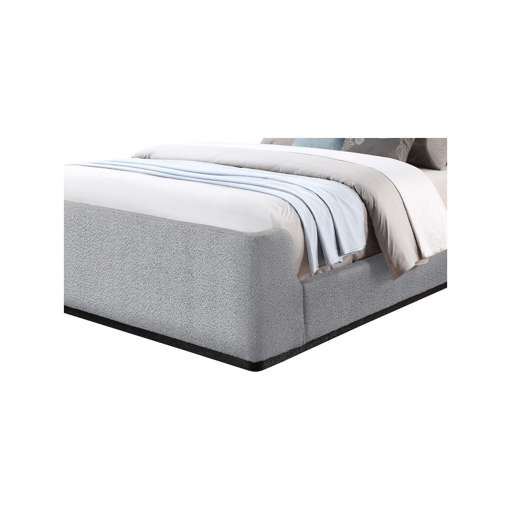Oliver Grey Boucle Fabric Queen Bed