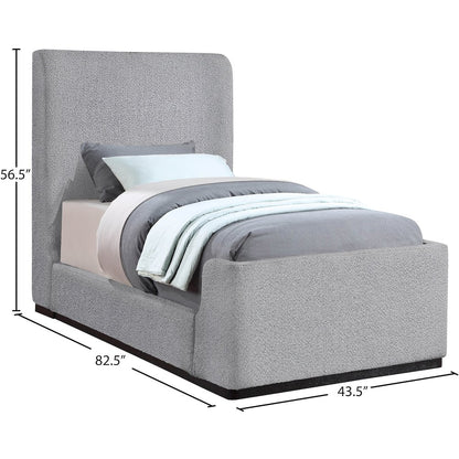 Oliver Grey Boucle Fabric Twin Bed