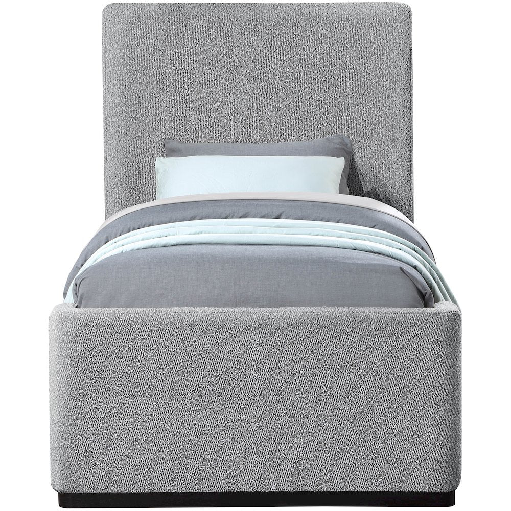 Oliver Grey Boucle Fabric Twin Bed