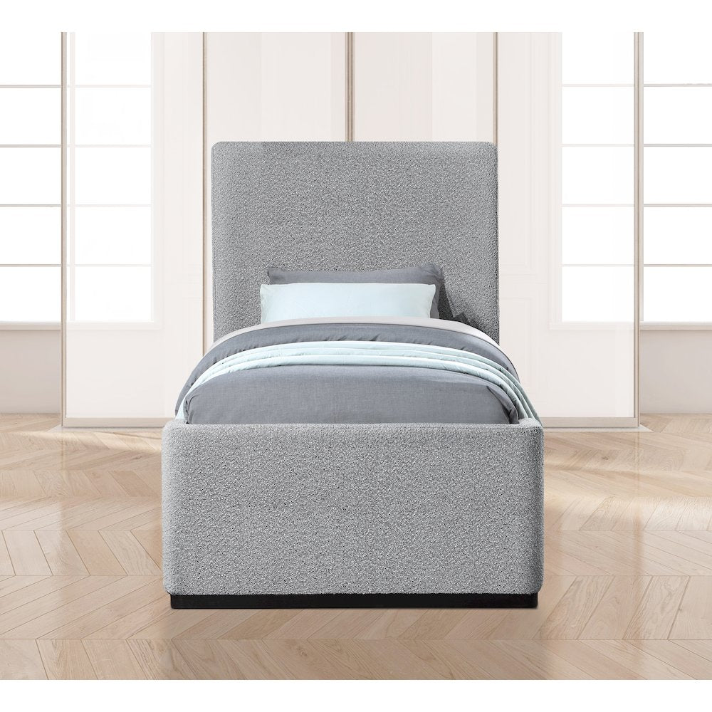 Oliver Grey Boucle Fabric Twin Bed