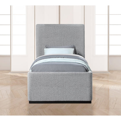 Oliver Grey Boucle Fabric Twin Bed