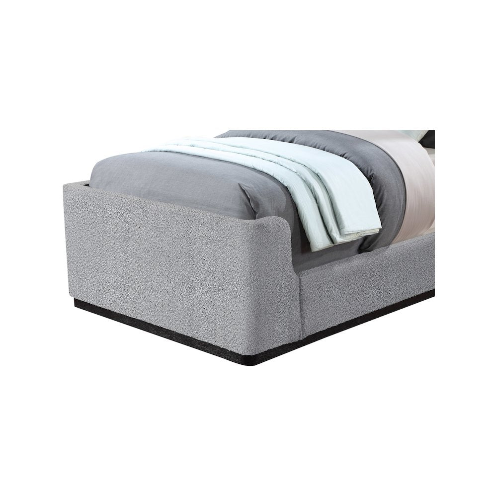 Oliver Grey Boucle Fabric Twin Bed