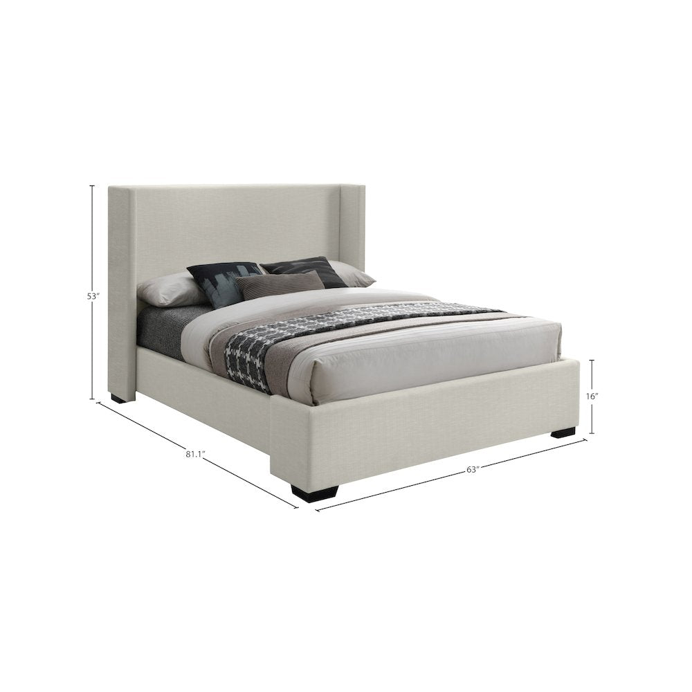 Oxford Beige Linen Textured Fabric Full Bed